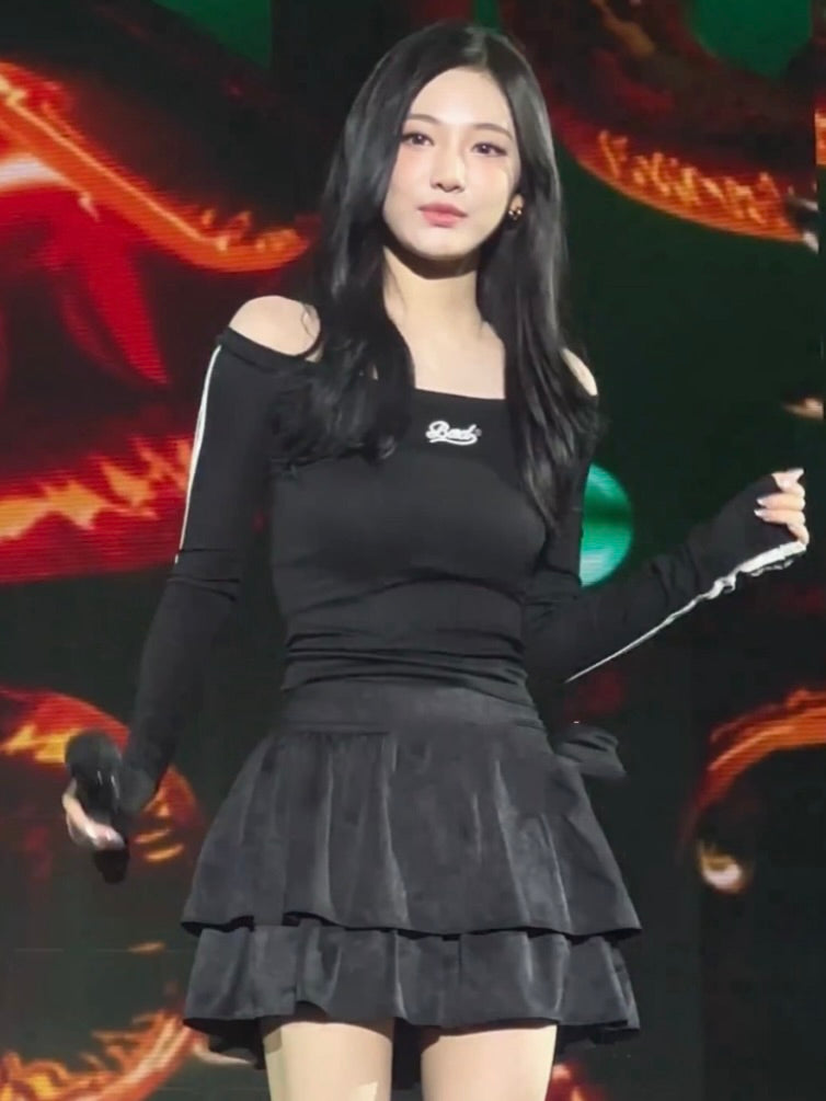 【aespa ニンニン着用】Barbara off shoulder top / black
