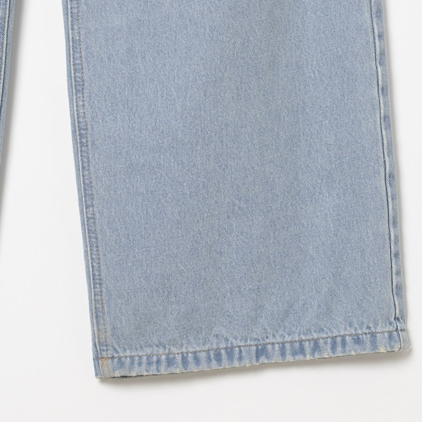 Belted damage wide jeans / washed blue【Hearts2Hearts(H2H) イアン着用】