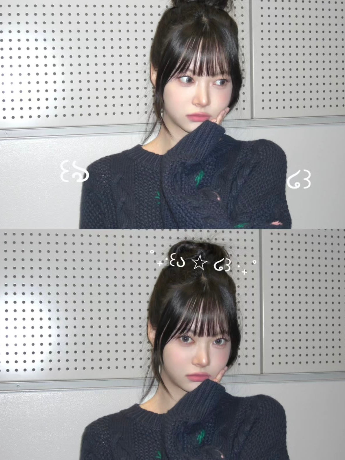 【LE SSERAFIM ウンチェ着用】Berry handmade point fisherman pullover knit / navy