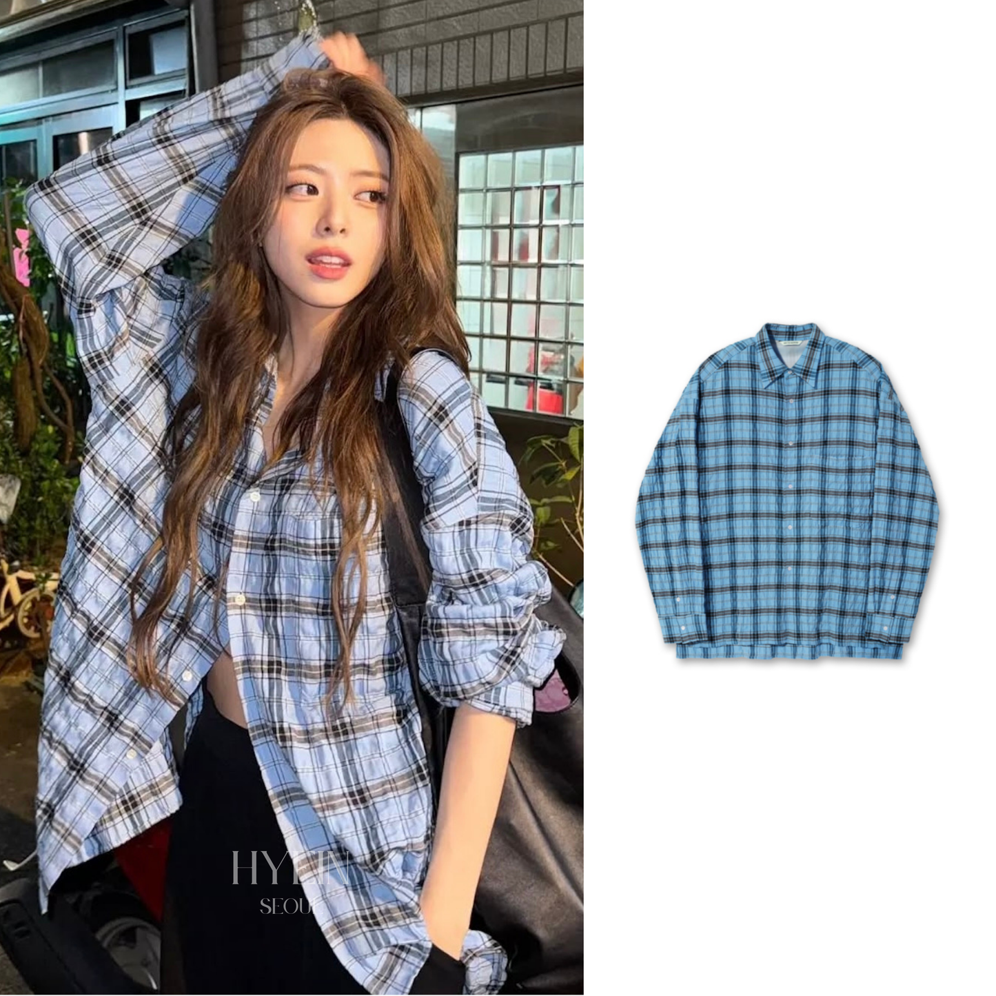 【ITZY ユナ着用】Blueberry check shirt