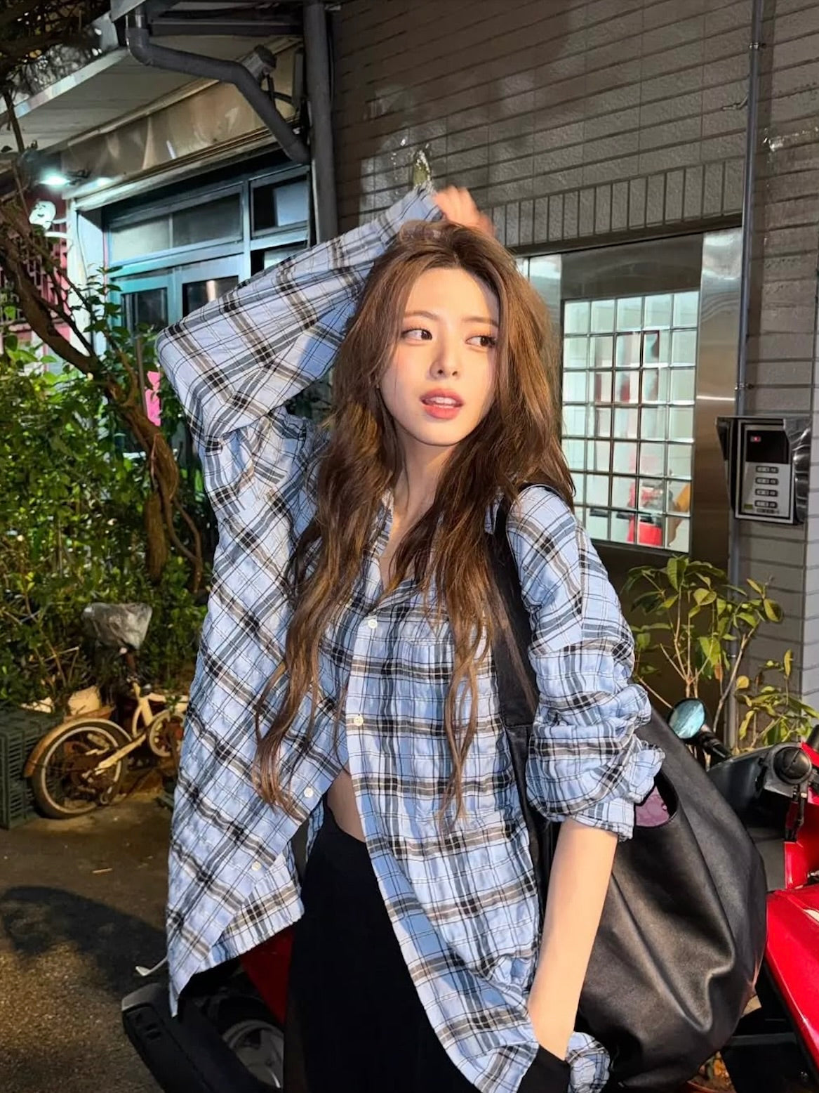 【ITZY ユナ着用】Blueberry check shirt