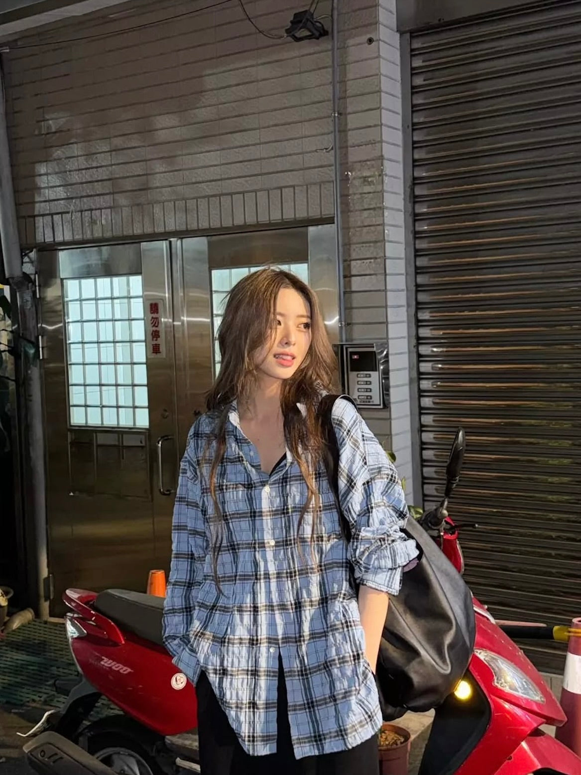 【ITZY ユナ着用】Blueberry check shirt