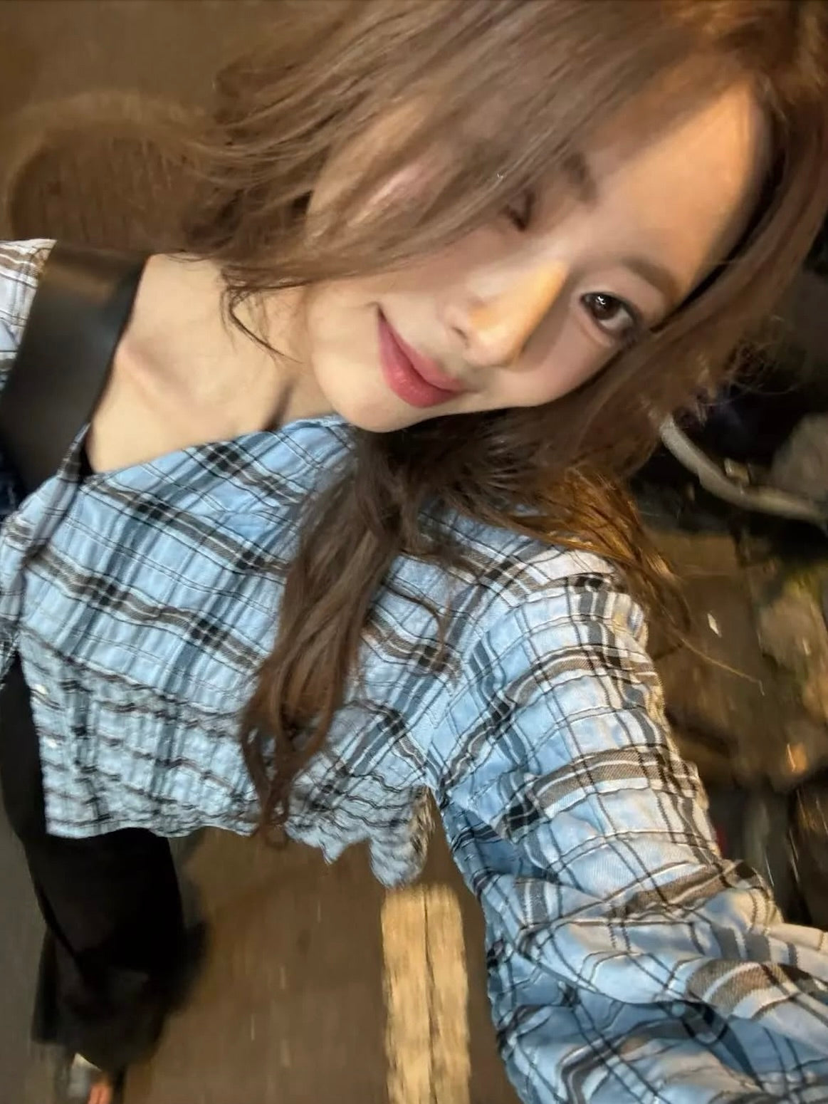 【ITZY ユナ着用】Blueberry check shirt