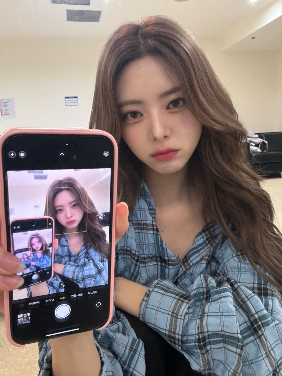 【ITZY ユナ着用】Blueberry check shirt
