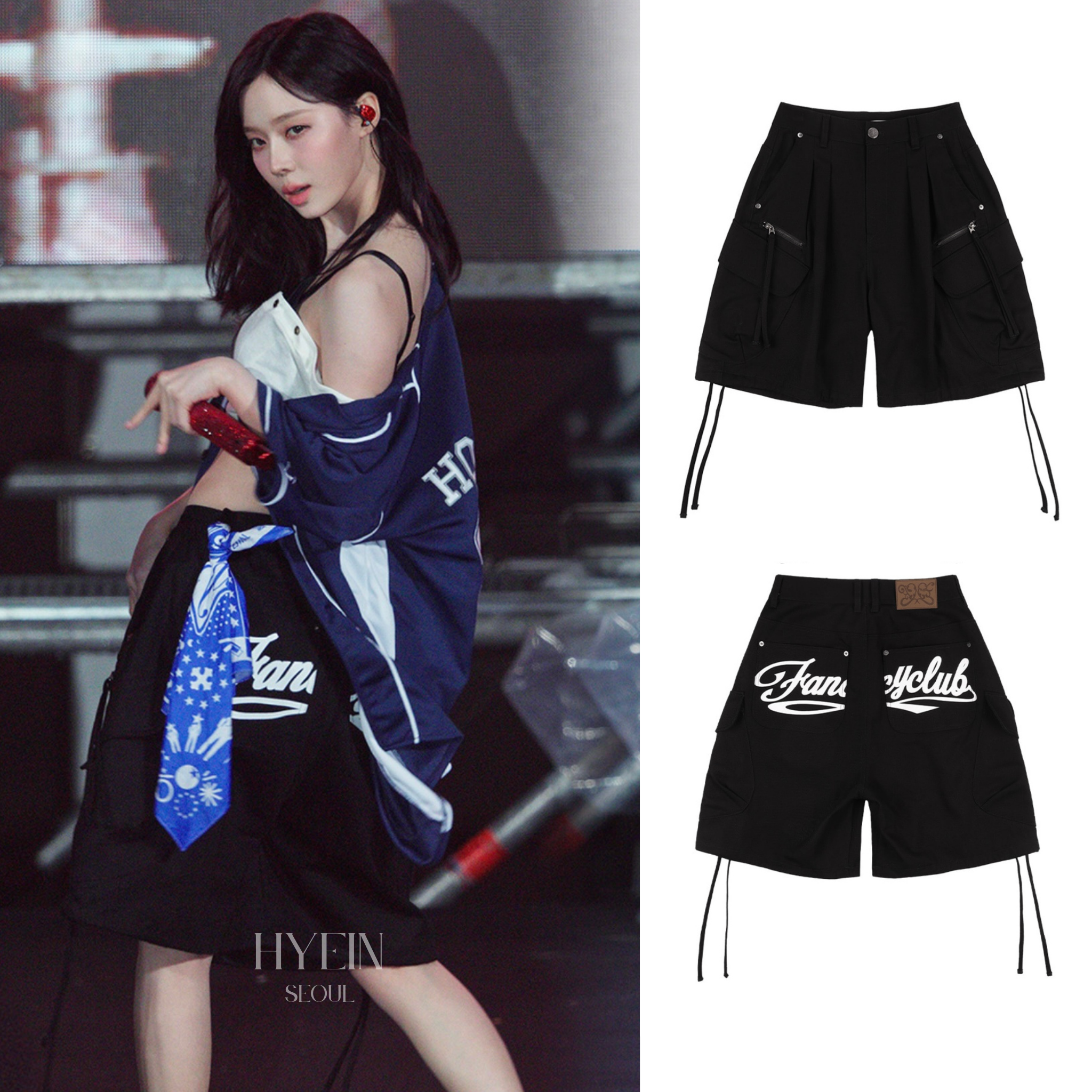 Cargo lettering bermuda pants / black – hyein Cargo lettering bermuda pants / black – hyein