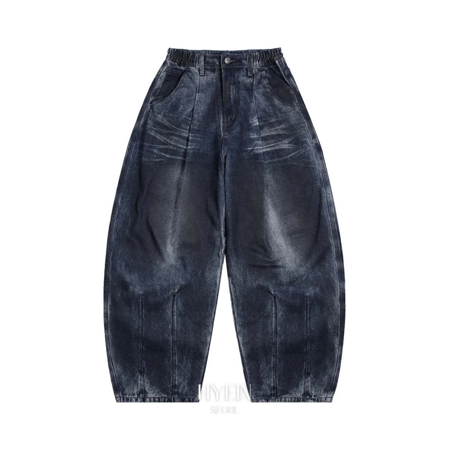 【aespa ニンニン着用】Dirty washed wide balloon denim pants