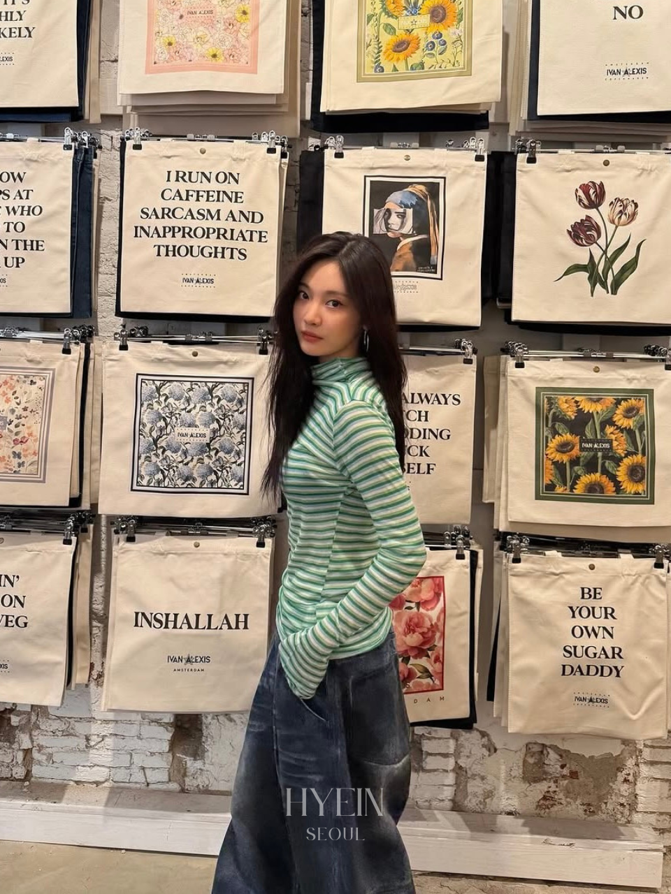 【aespa ニンニン着用】Dirty washed wide balloon denim pants