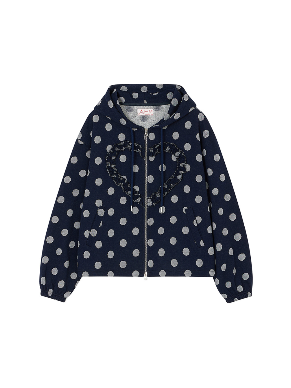 【IVE レイ着用】Frill heart hoodie / dot navy
