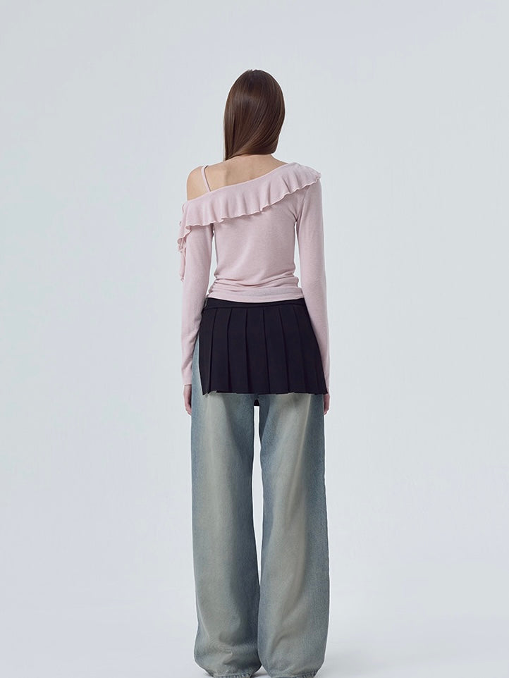 Frill one shoulder t-shirt【LE SSERAFIM サクラ着用】