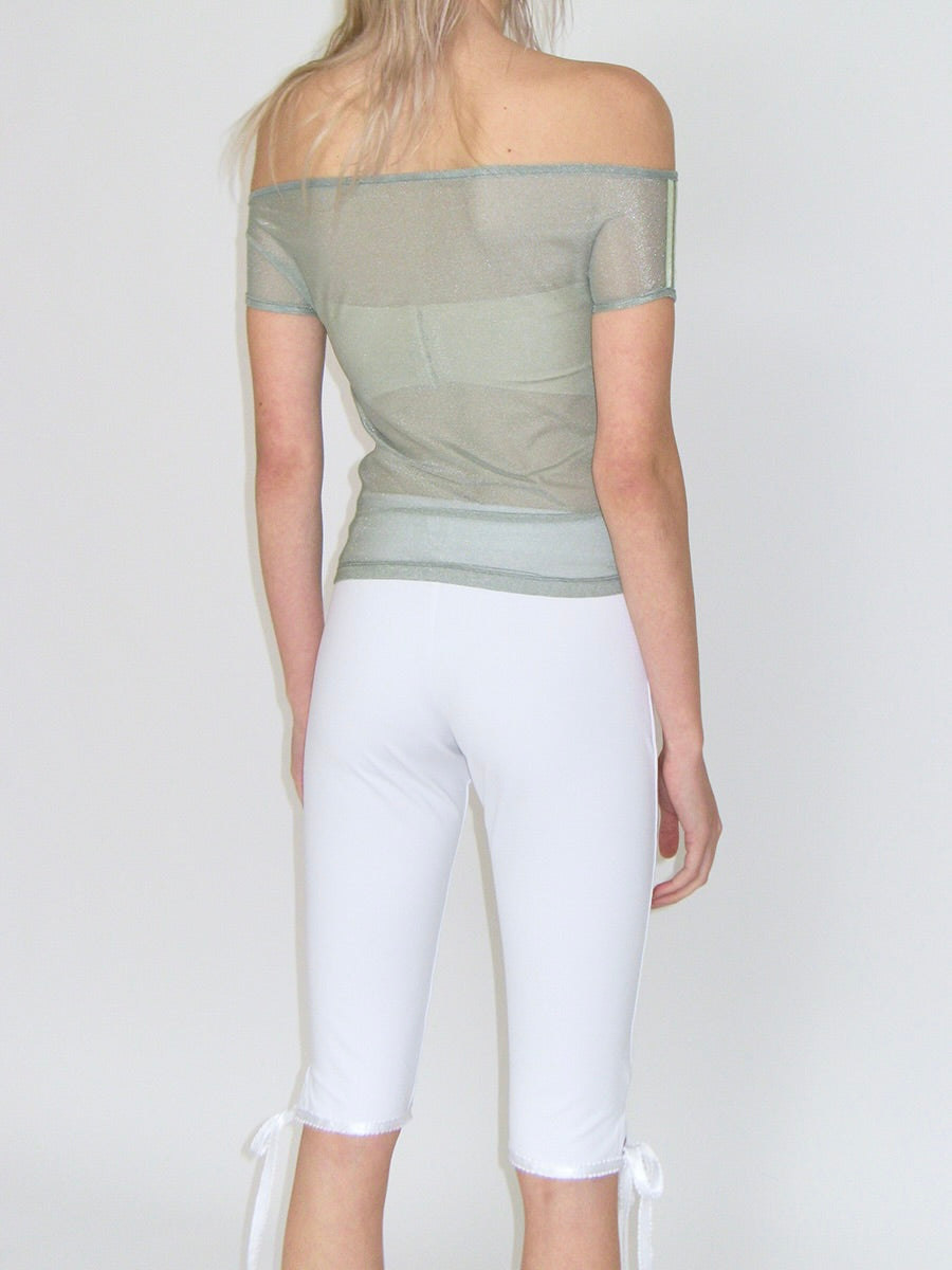 Frill string capri pants / white