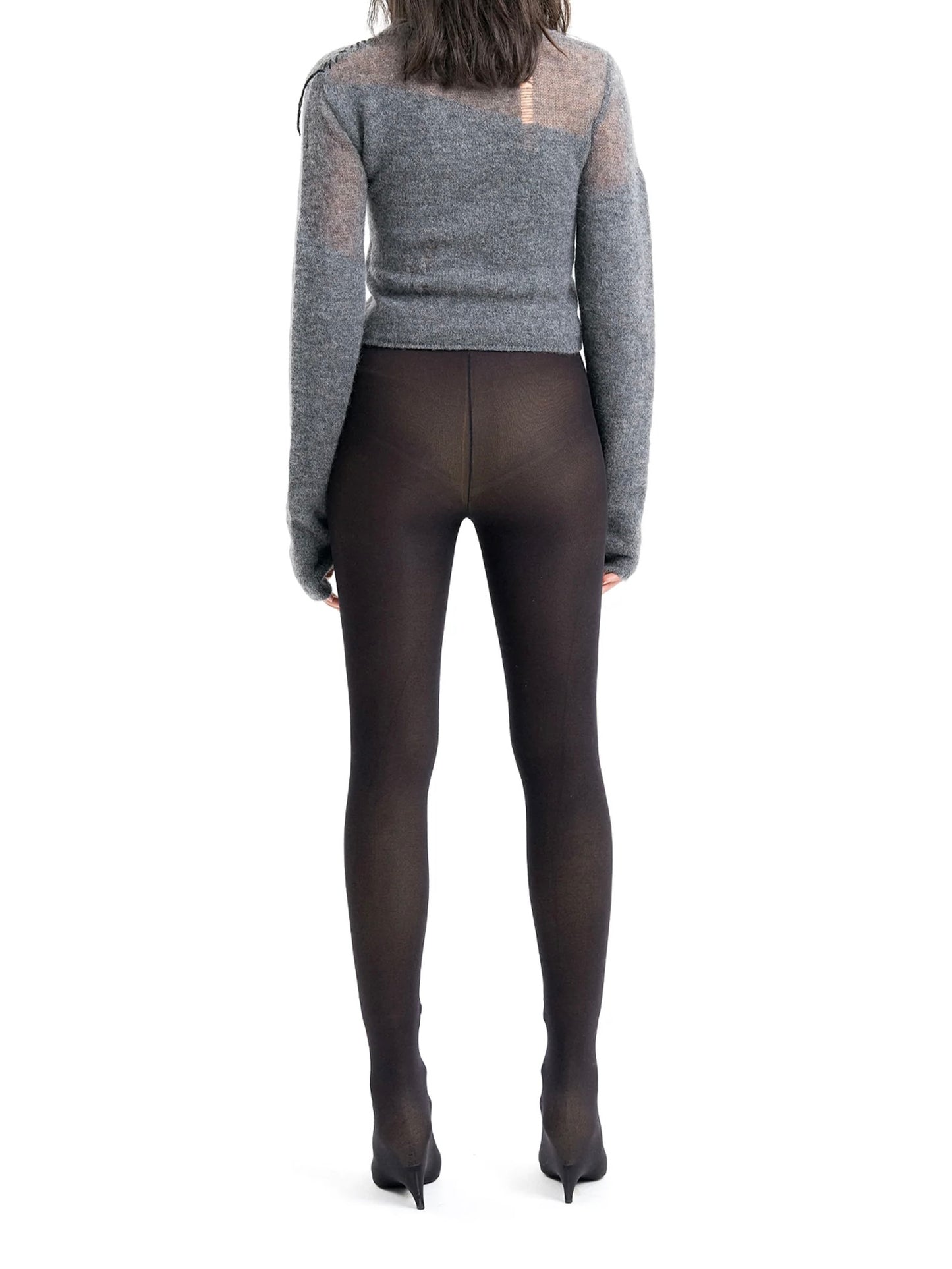 Hand stitch cardigan / melange gray