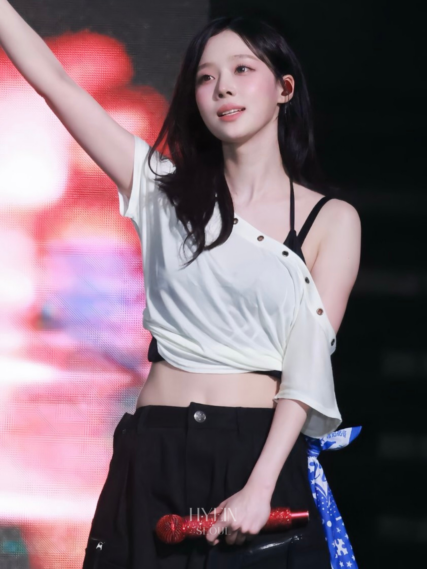 Harry button unbal shirring short top / ivory