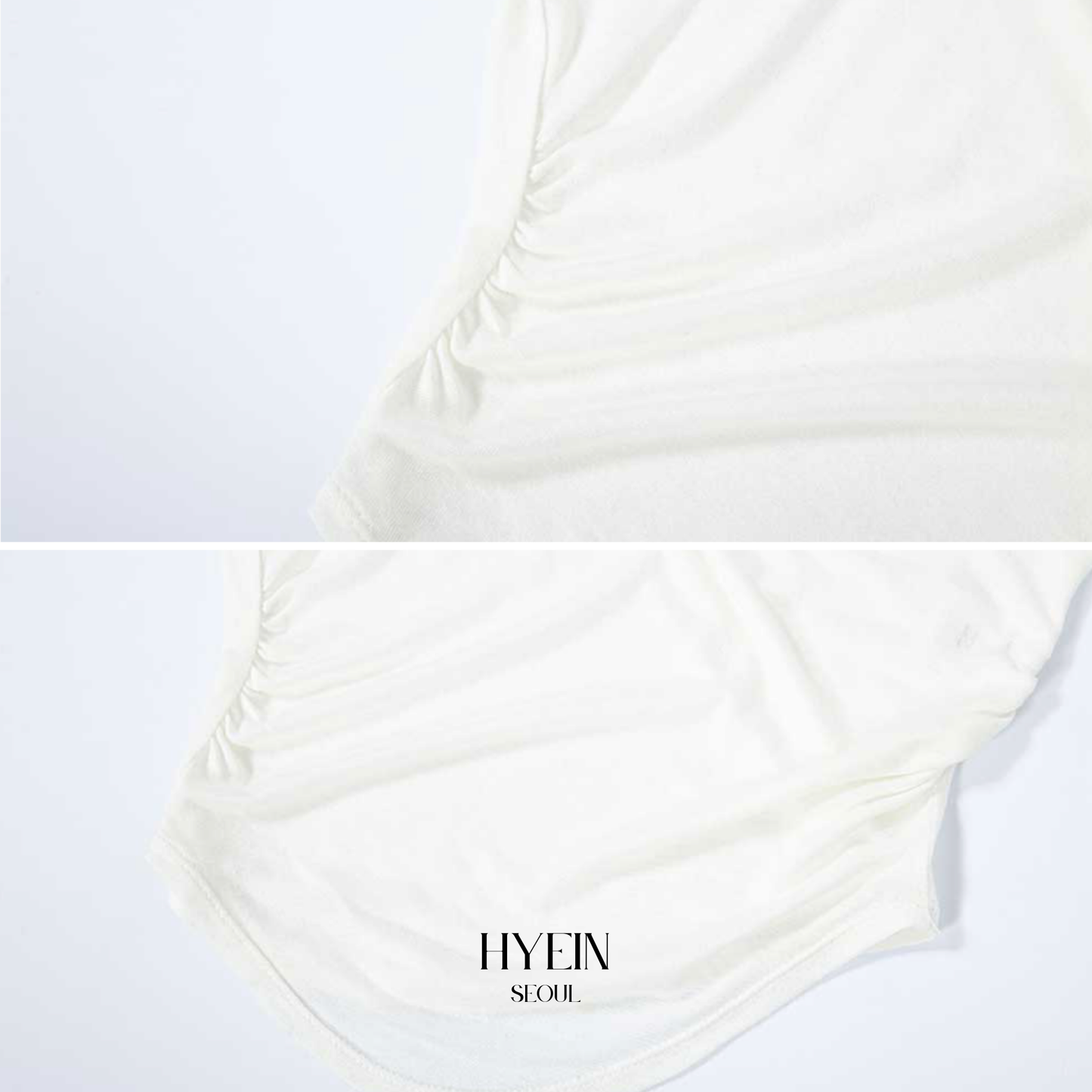 Harry button unbal shirring short top / ivory【aespa ウィンター着用】