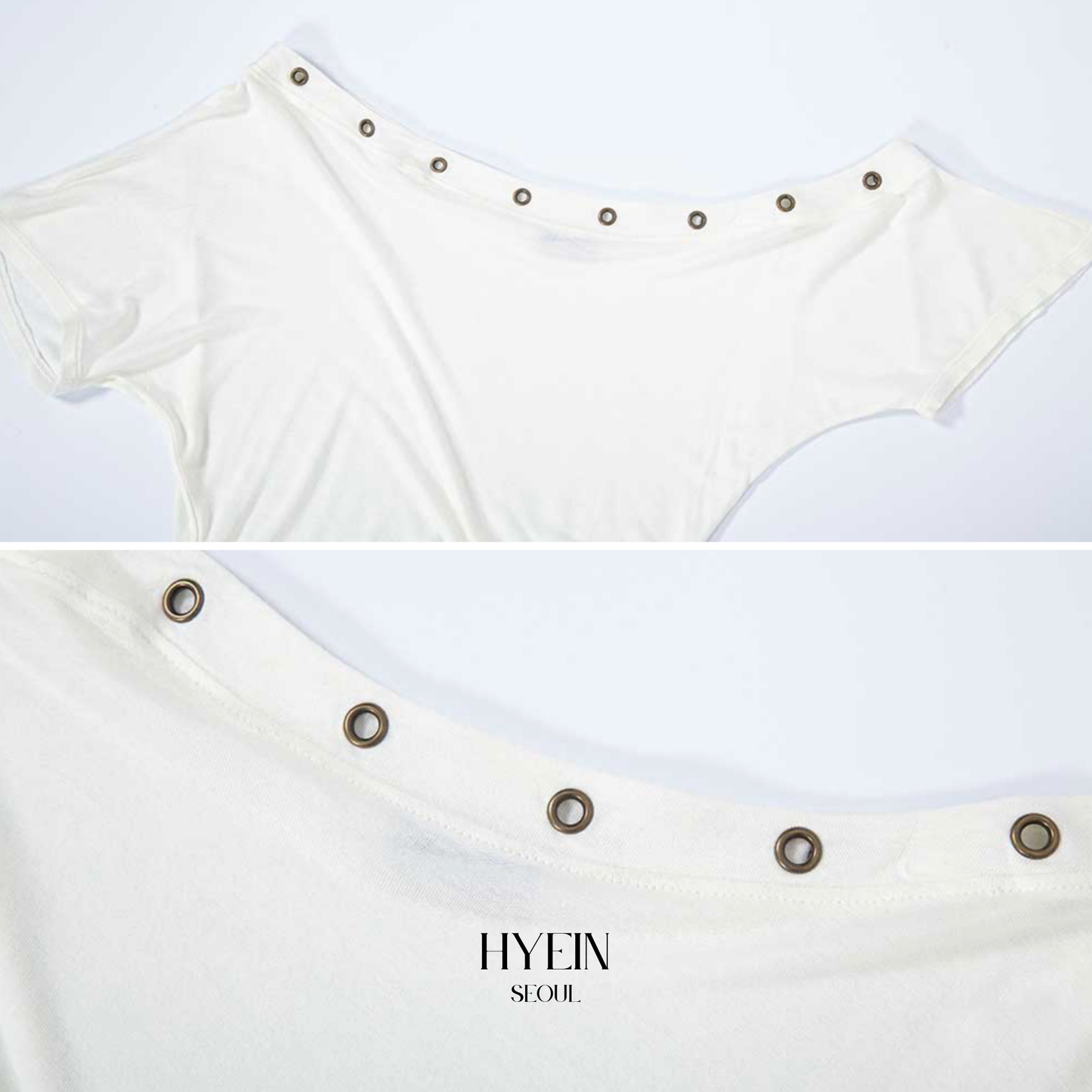 Harry button unbal shirring short top / ivory