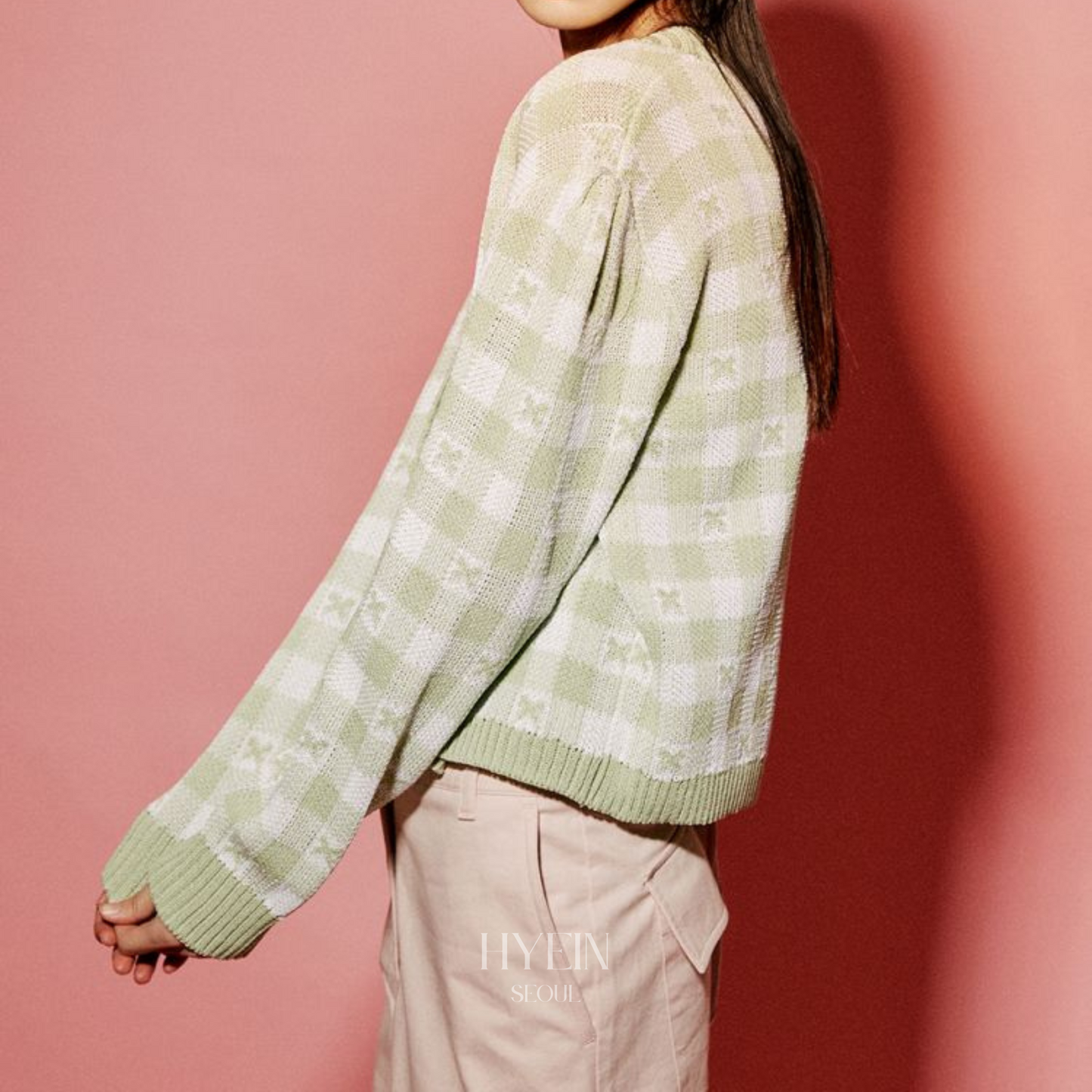【aespa ウィンター着用】Lona knit cardigan set / light green