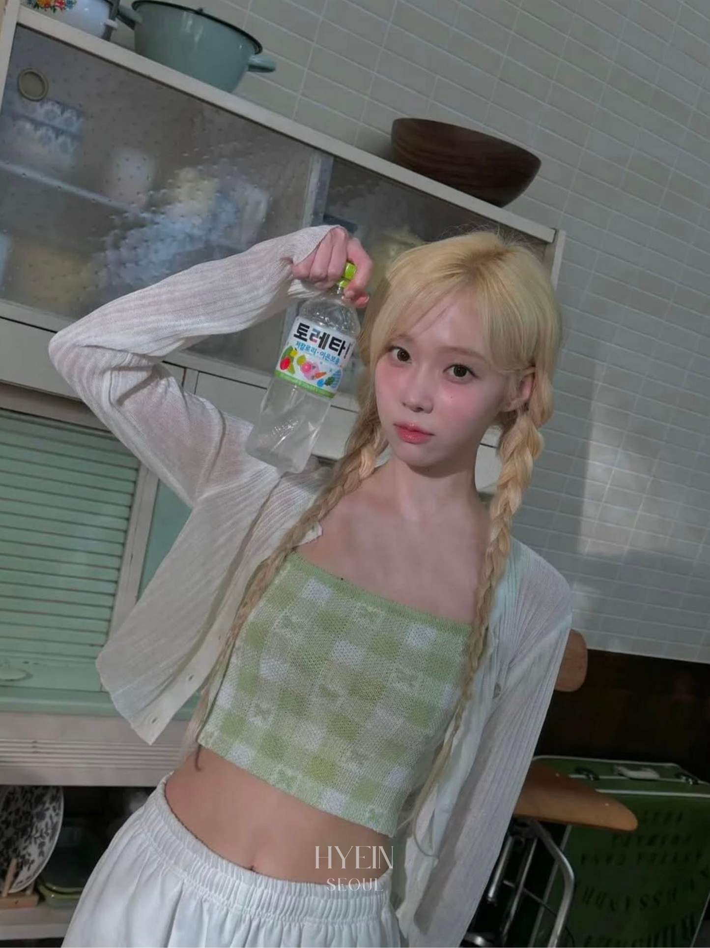 【aespa ウィンター着用】Lona knit cardigan set / light green