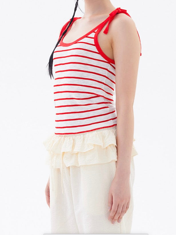 Marine stripe sleeveless / red
