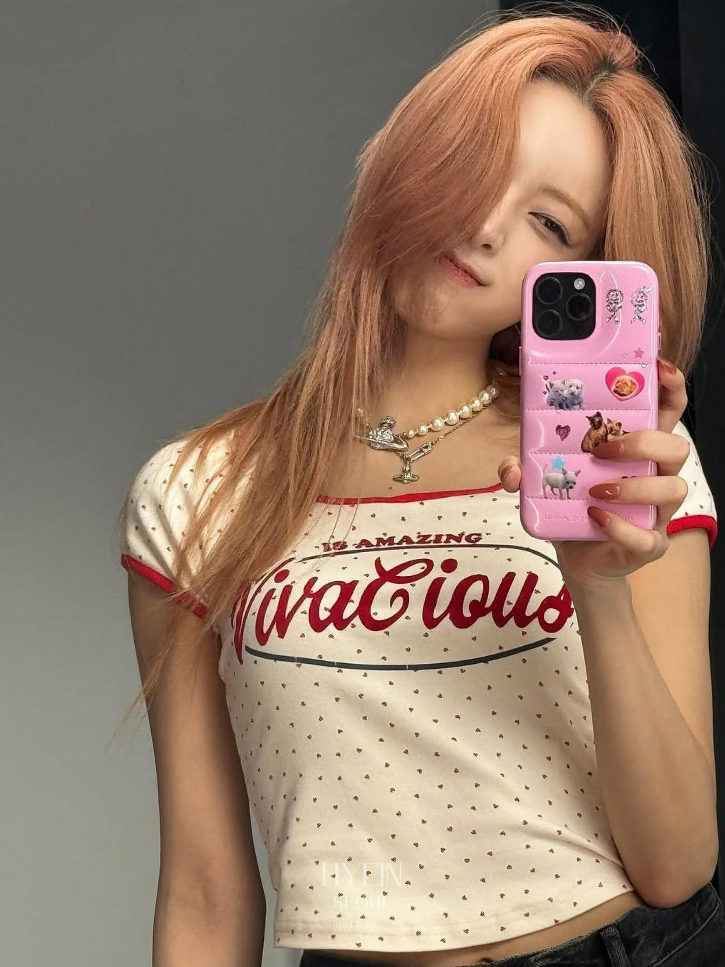 【ITZY ユナ着用】Mini heart tee