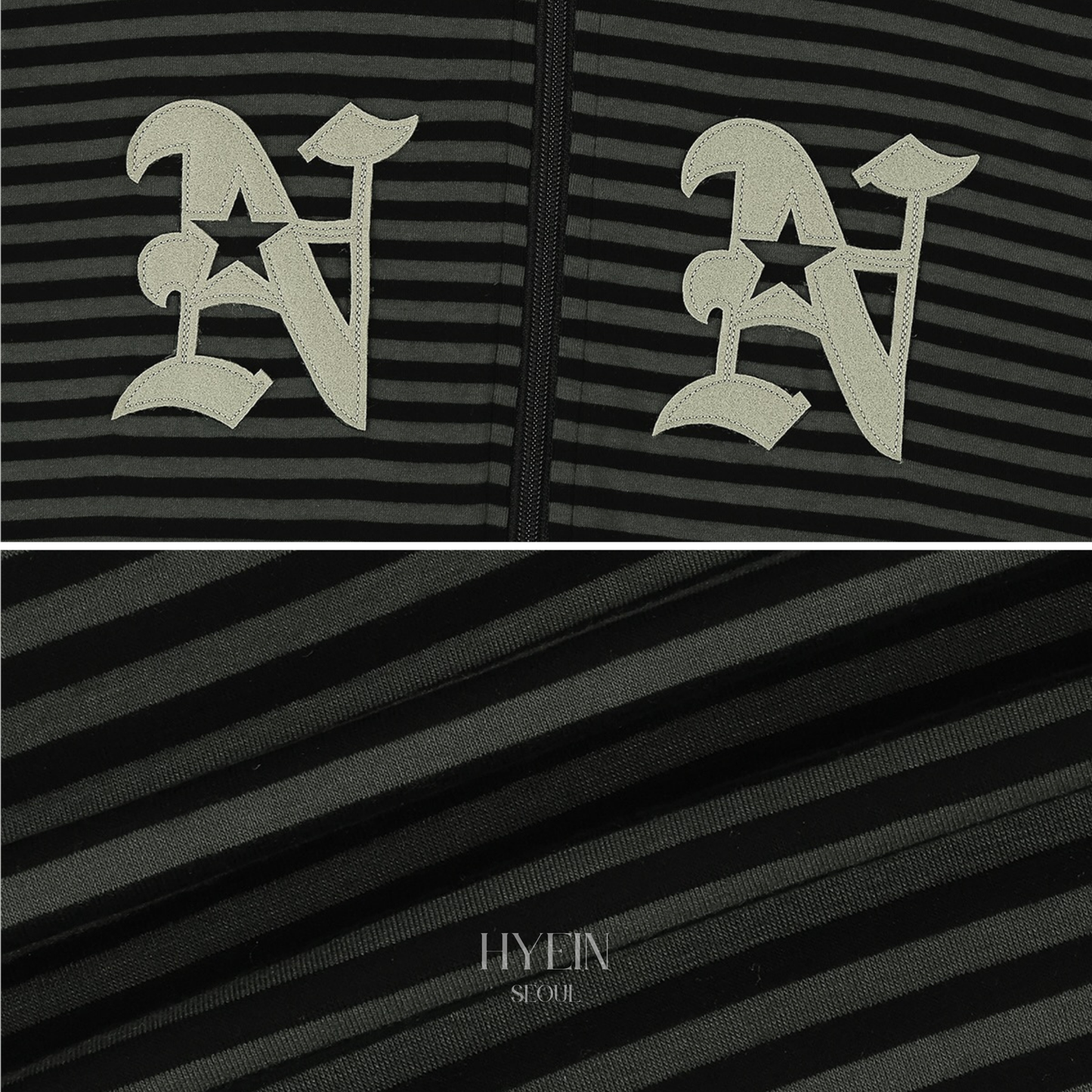 【ILLIT ミンジュ着用】NN stripe zip-up / black