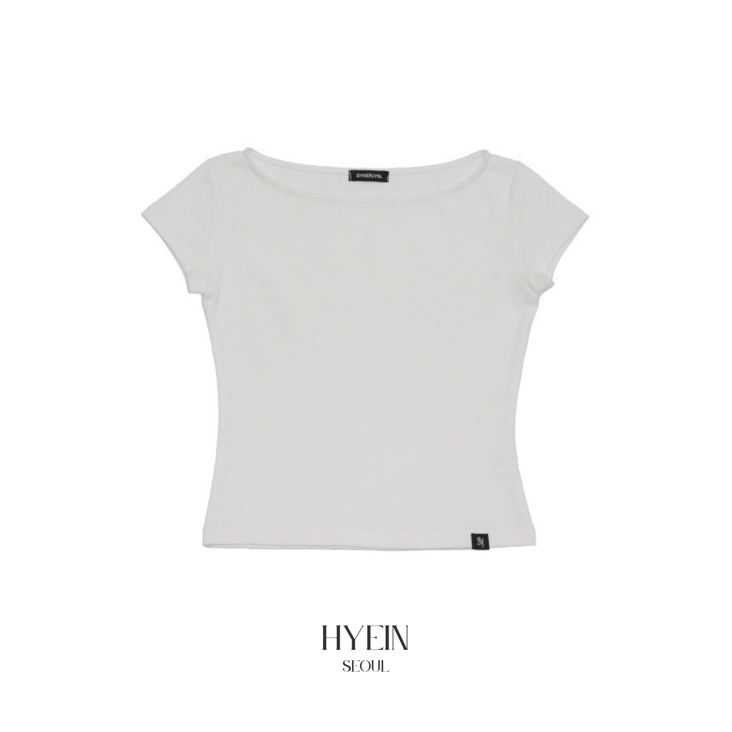 【NMIXX ヘウォン着用】Plain boat neck short sleeve / white