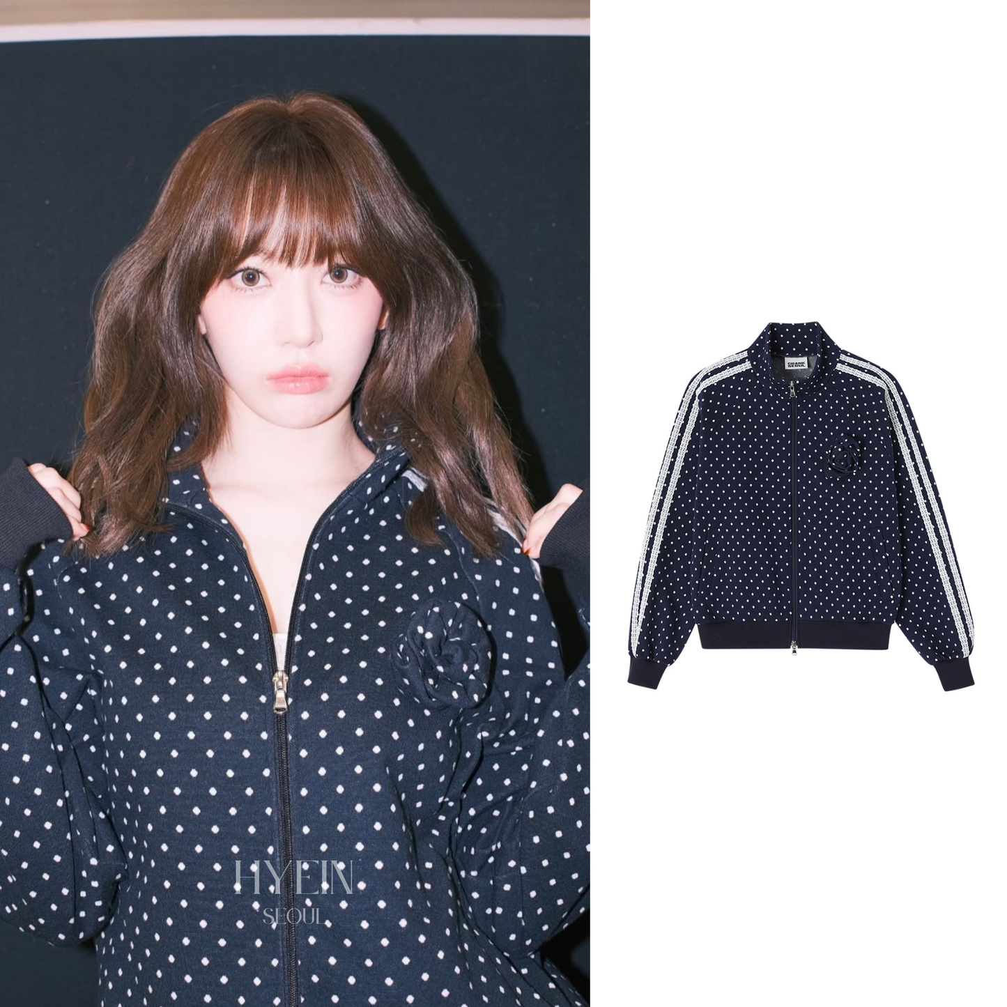 Rose dot track jacket / navy