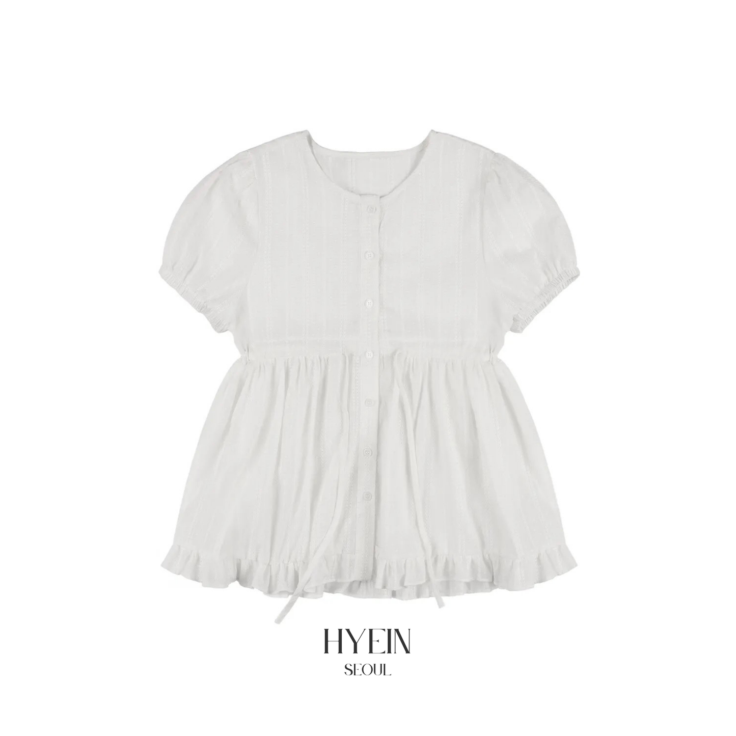 Shirring puff blouse / white