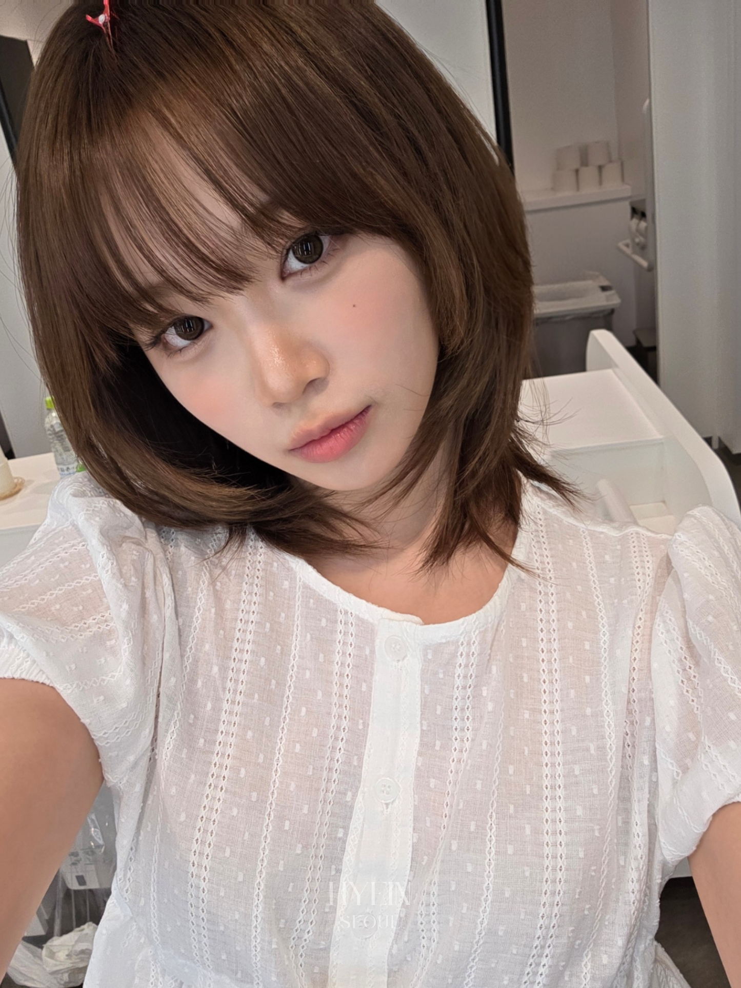 Shirring puff blouse / white