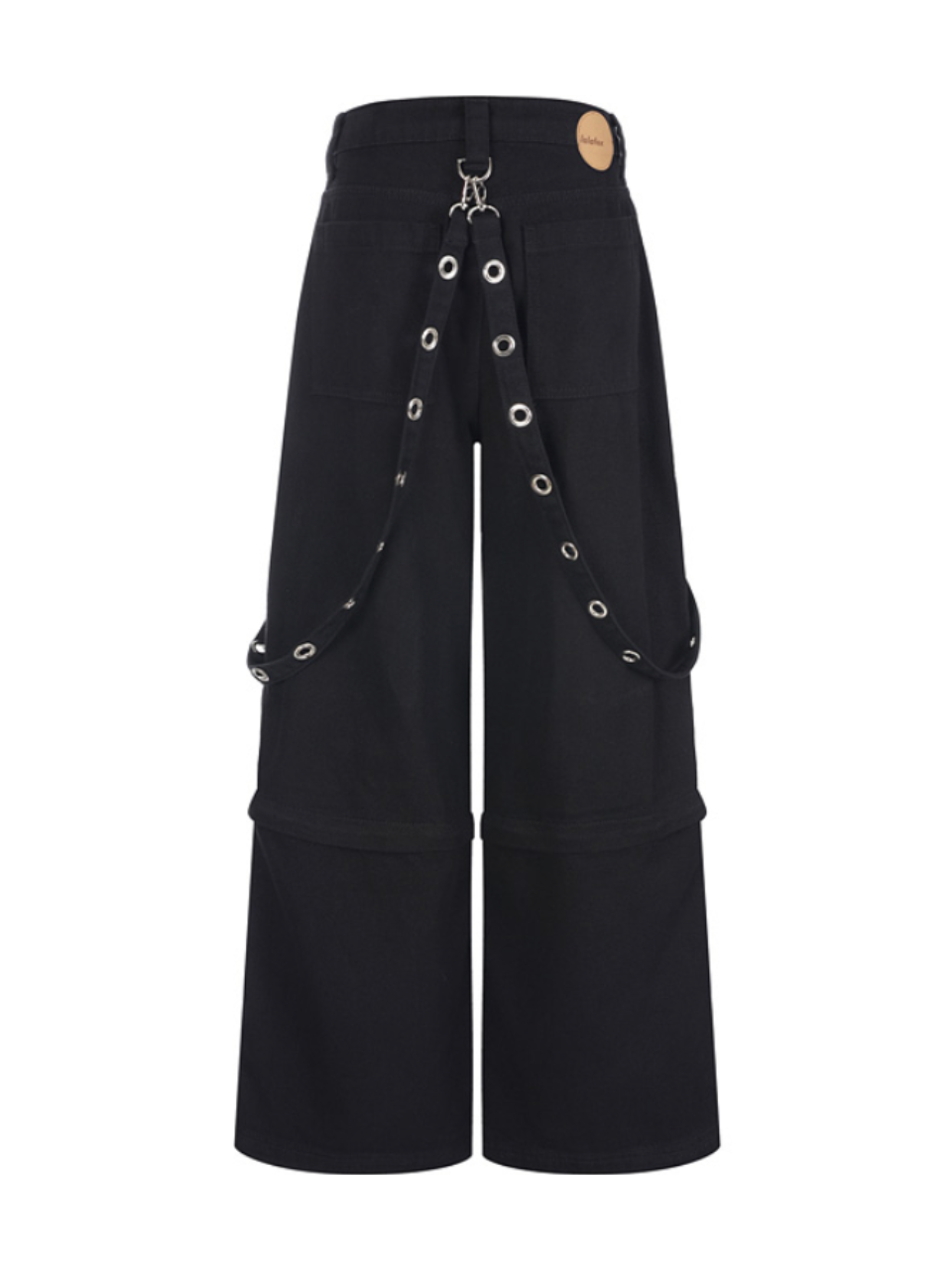 Strap pocket denim pants / black