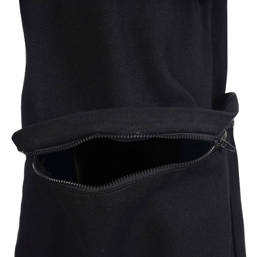 Strap pocket denim pants / black