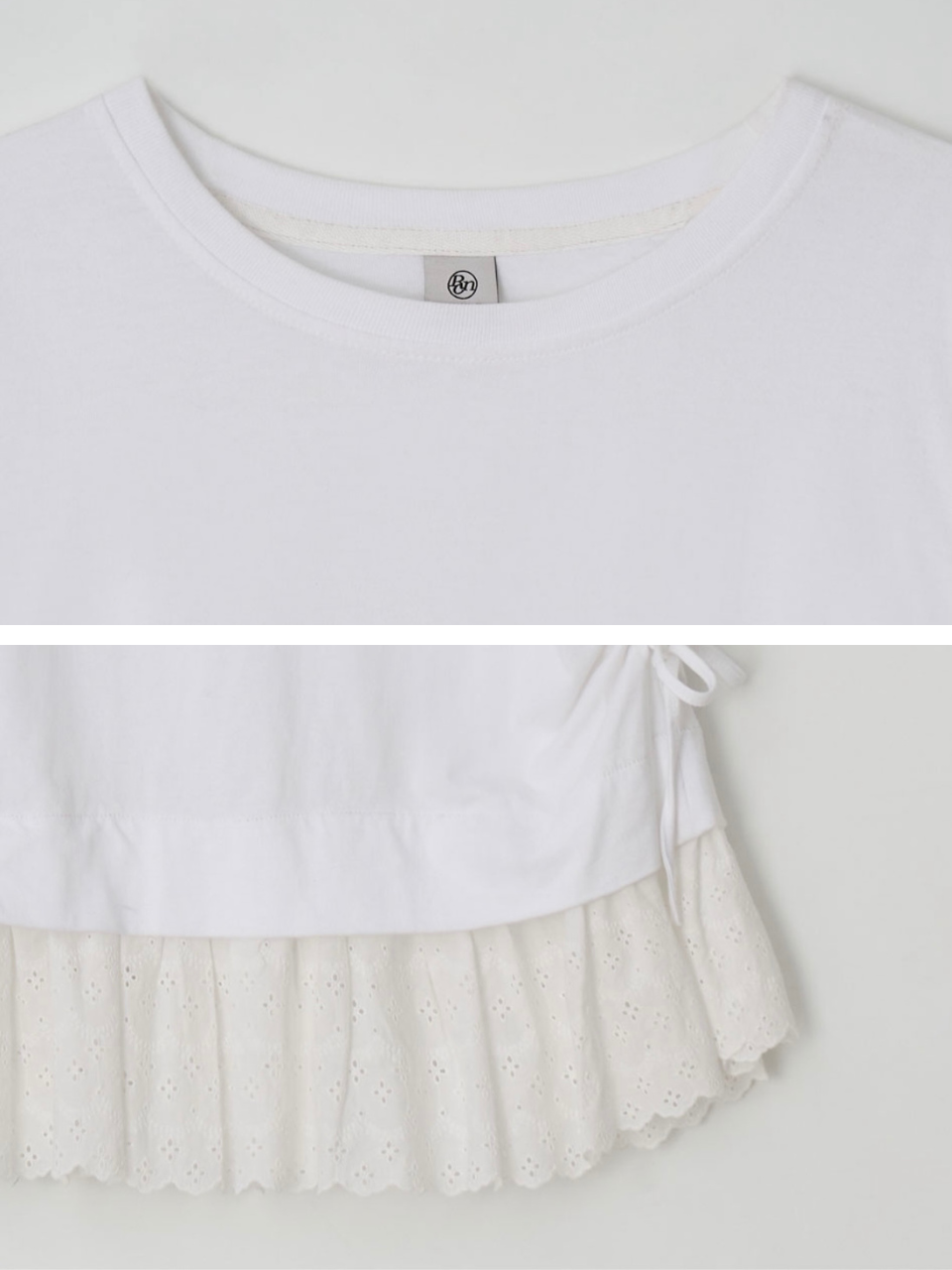 【IVE レイ着用】Torchon lace shirring layered long t shirt