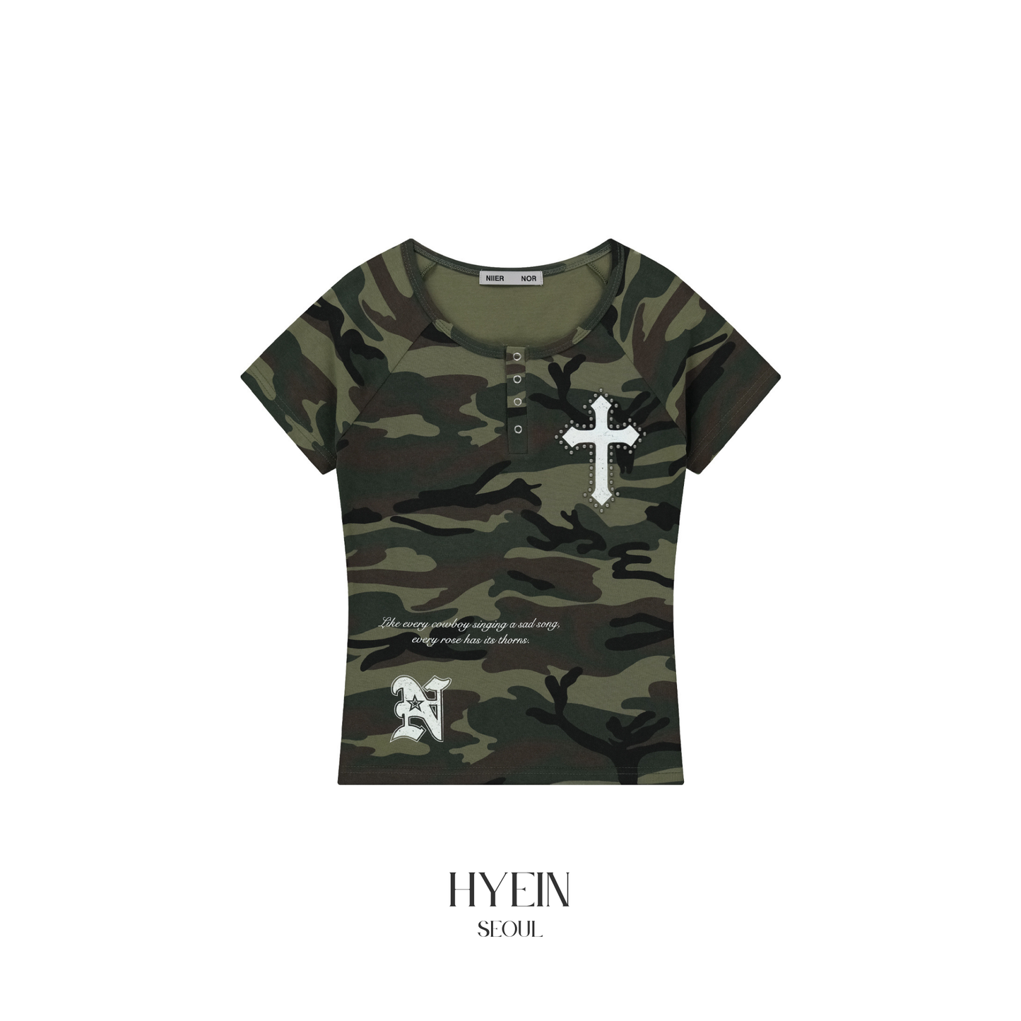 Vintage cross button down tee / camo