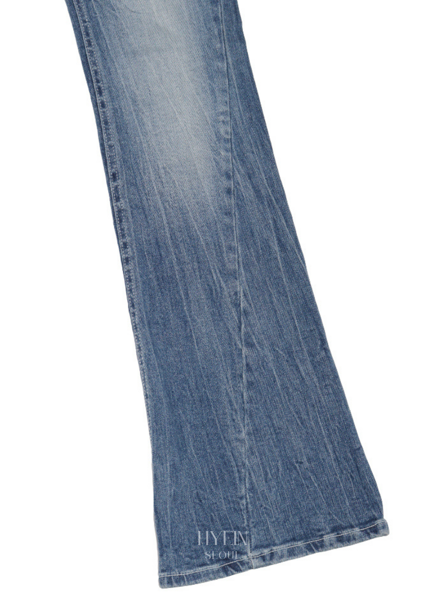 Wrinkle cat washing denim pants light blue