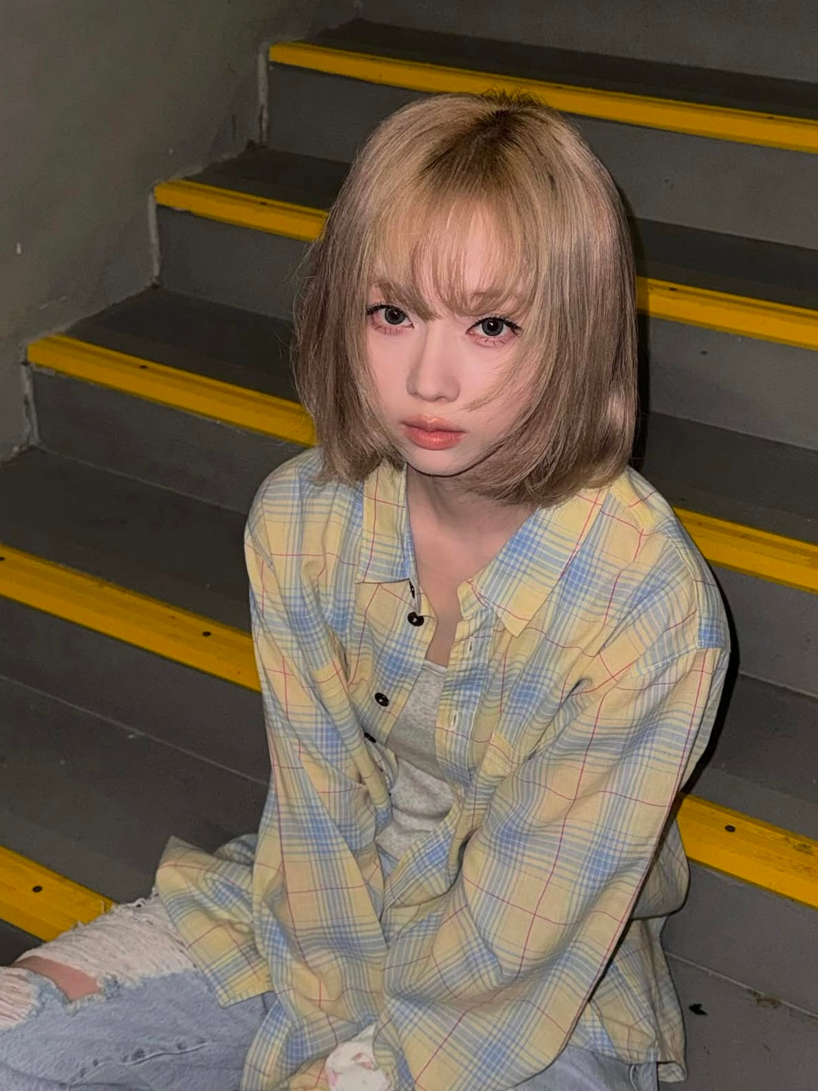 【aespa ウィンター着用】Summer light check shirt