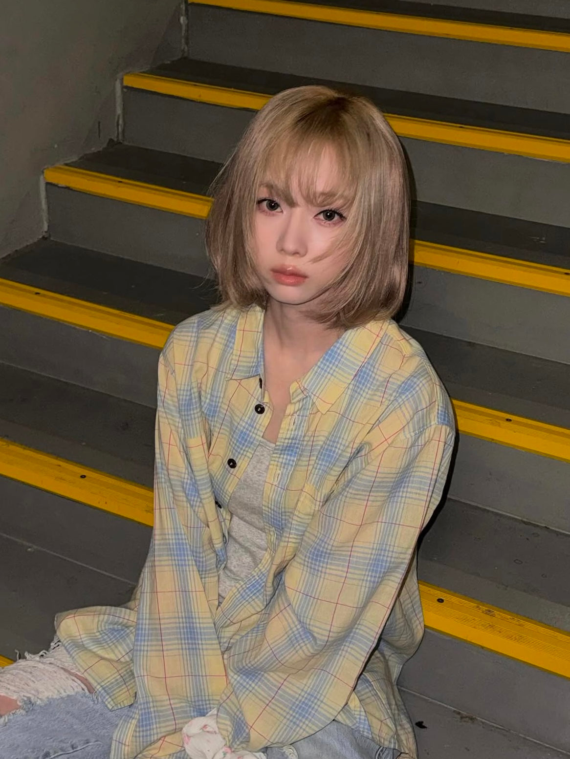 【aespa ウィンター着用】Summer light check shirt