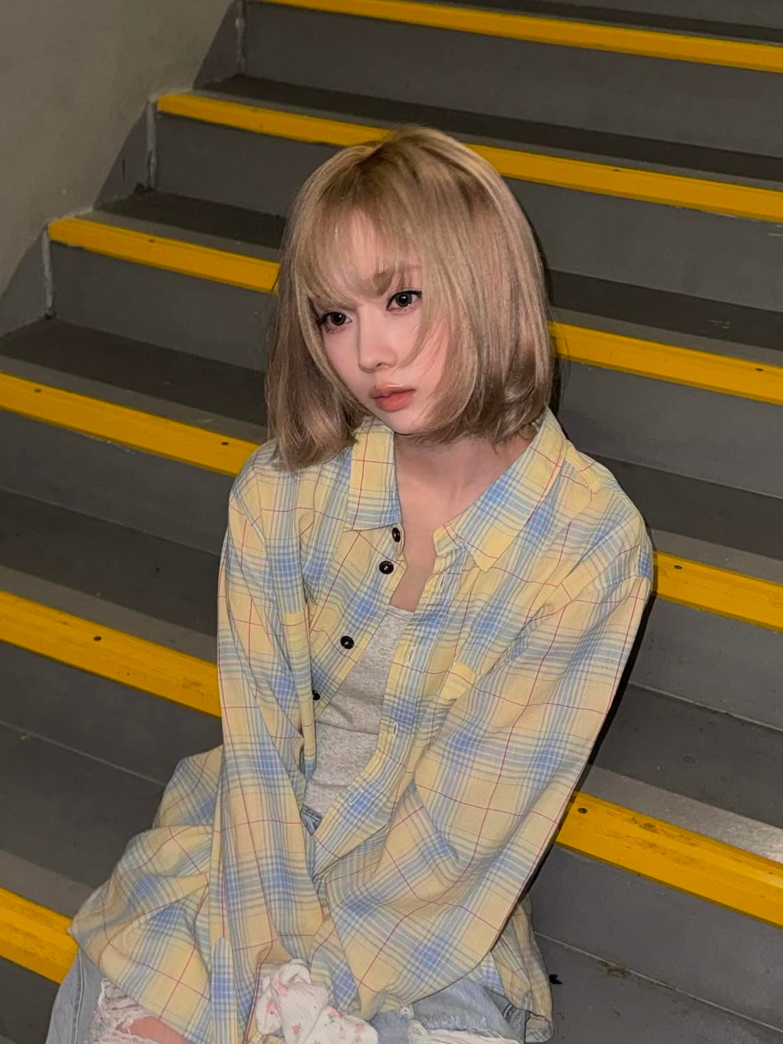 【aespa ウィンター着用】Summer light check shirt