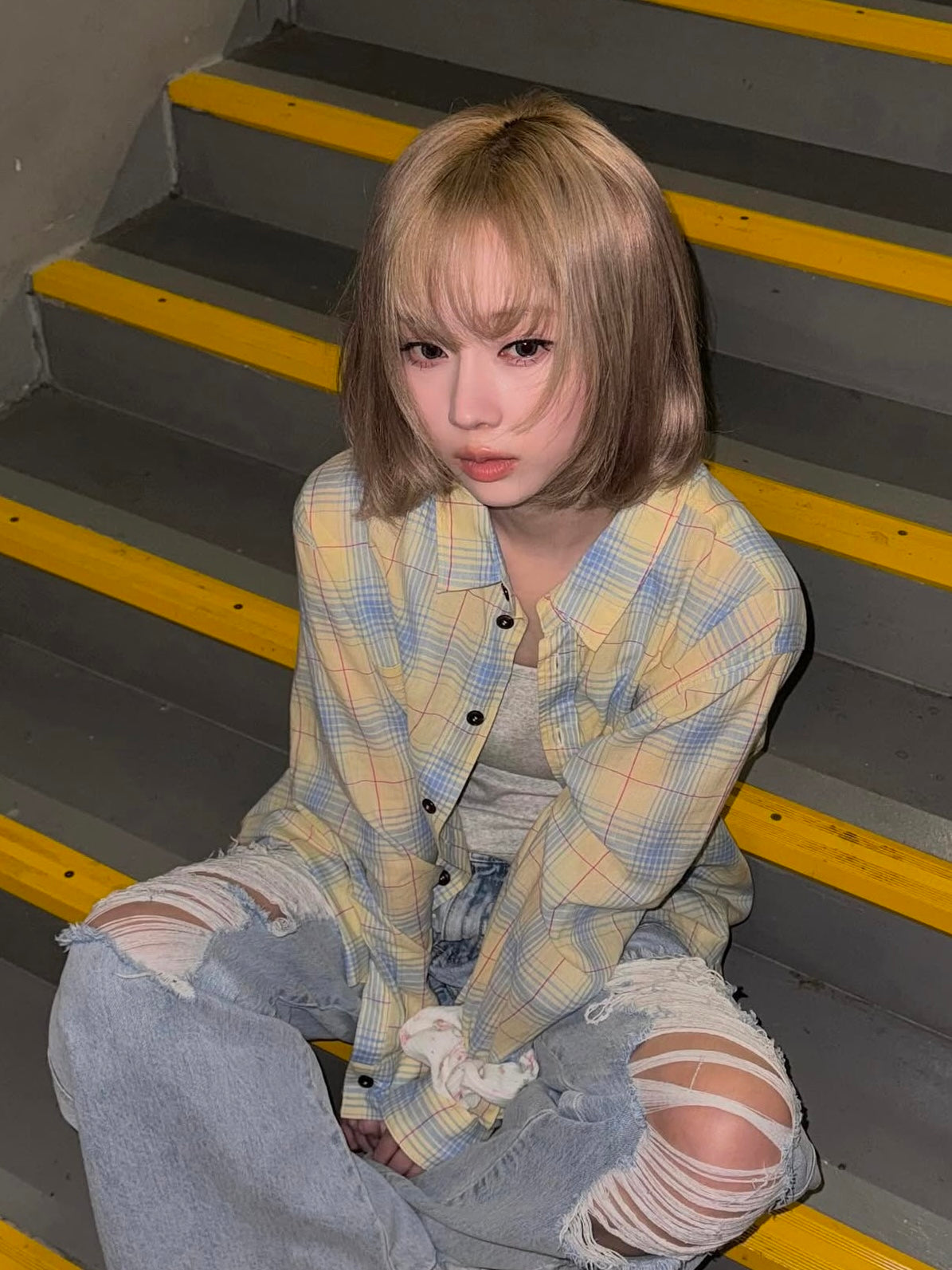 【aespa ウィンター着用】Summer light check shirt