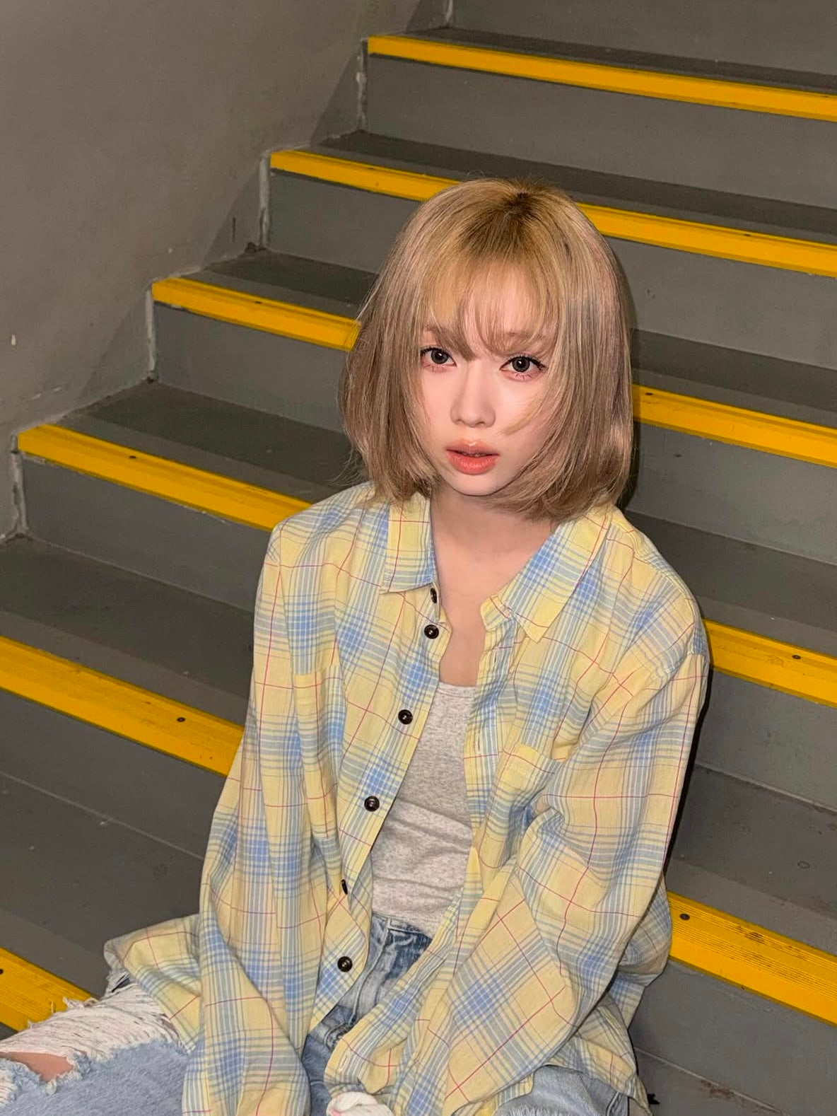 【aespa ウィンター着用】Summer light check shirt