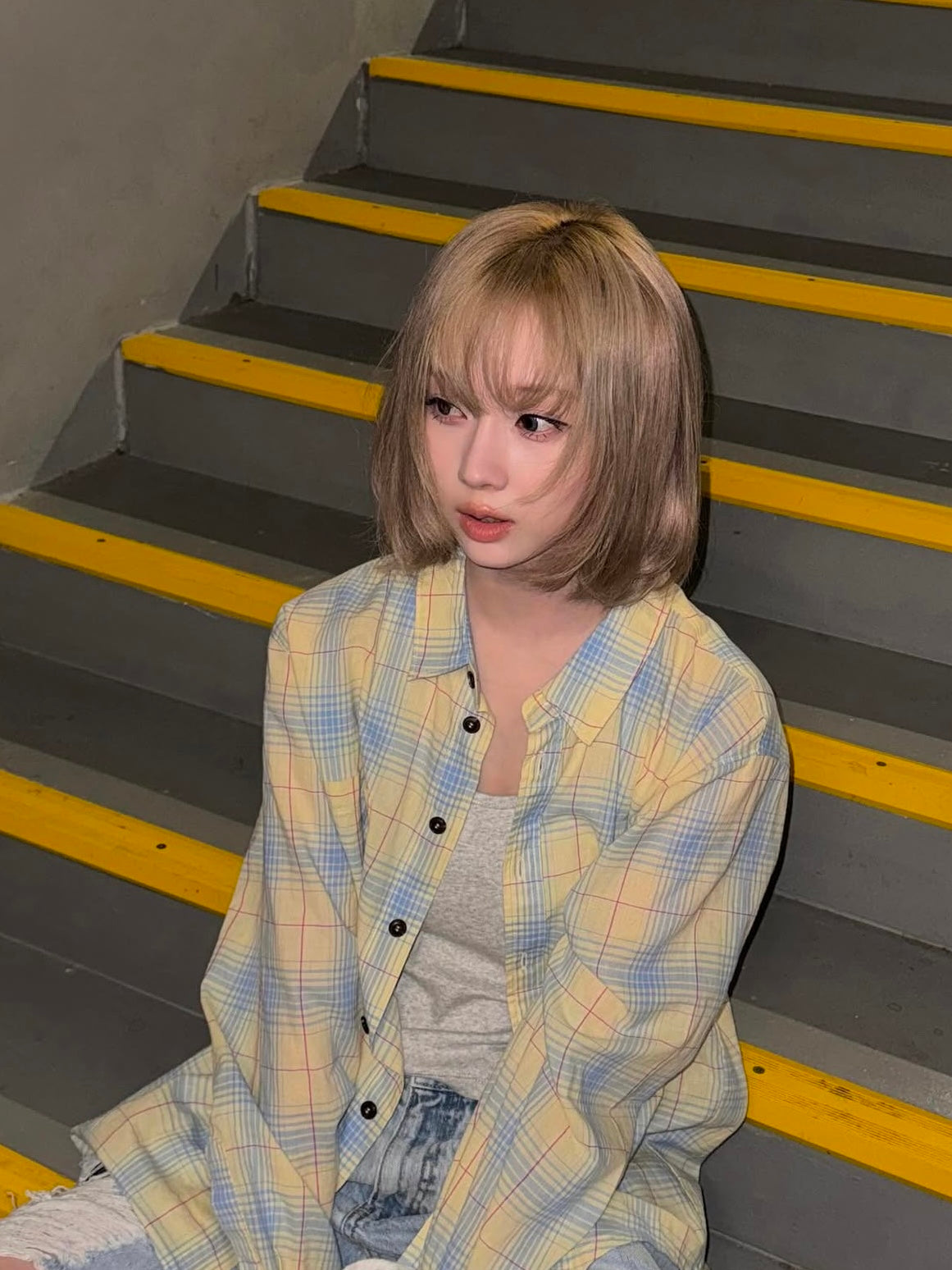【aespa ウィンター着用】Summer light check shirt