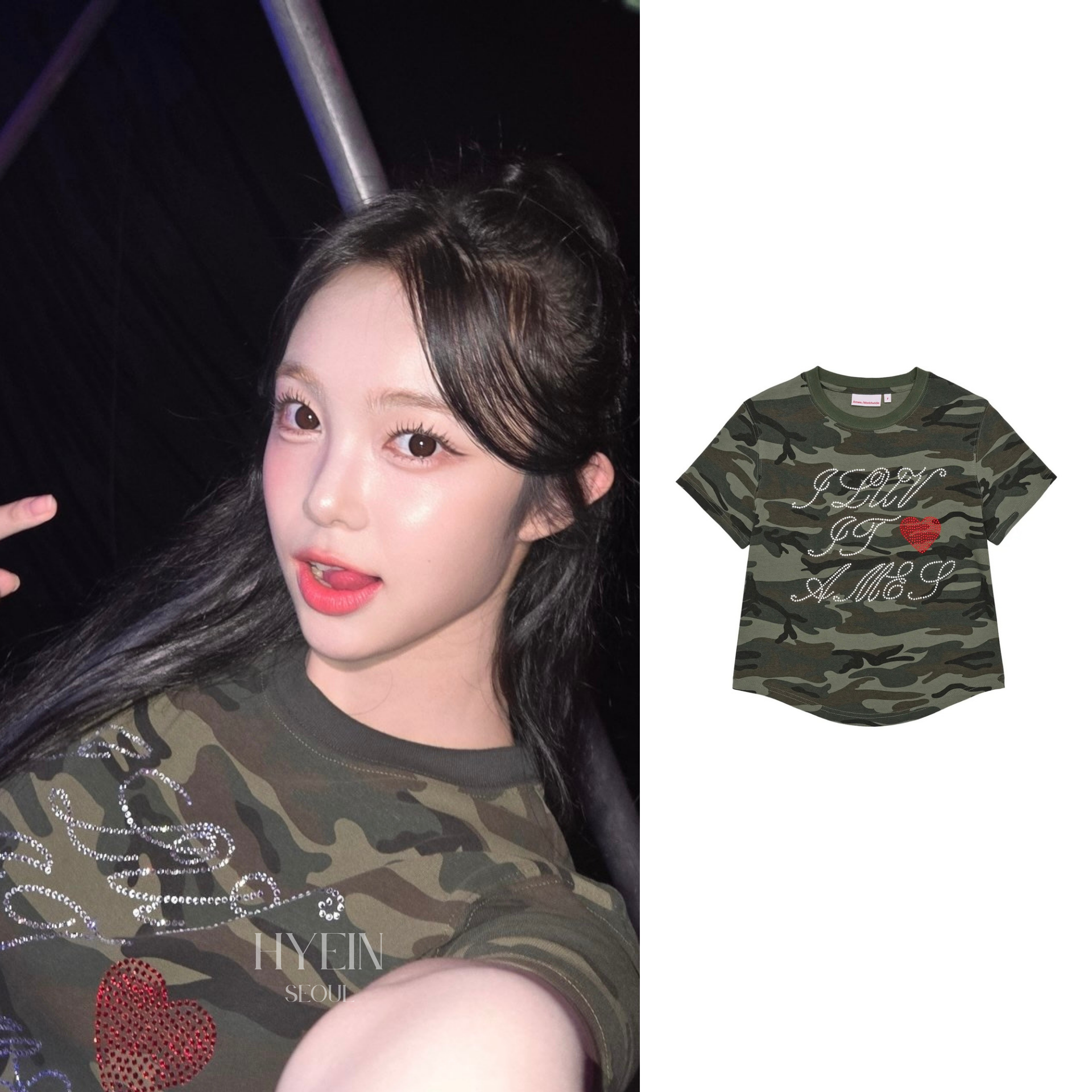 Ames hotfix crop tee camo【Hearts2Hearts イアン着用】 – hyein