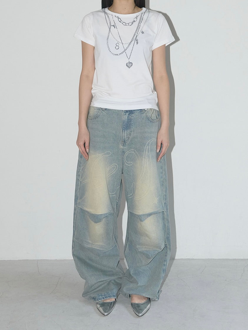 【IVE レイ着用】Angel vintage washing pintuck pants / blue