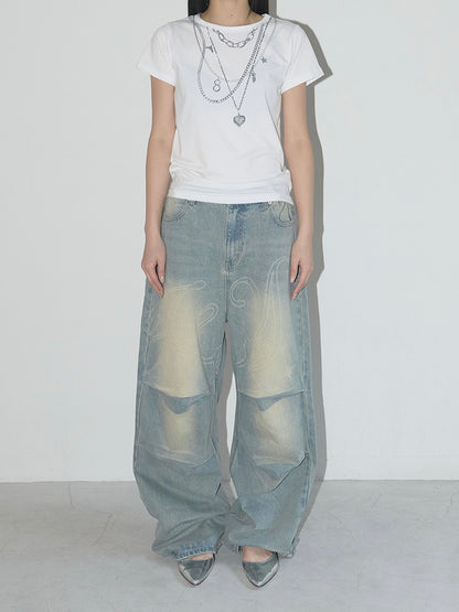 【IVE レイ着用】Angel vintage washing pintuck pants / blue