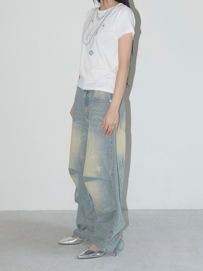 【IVE レイ着用】Angel vintage washing pintuck pants / blue