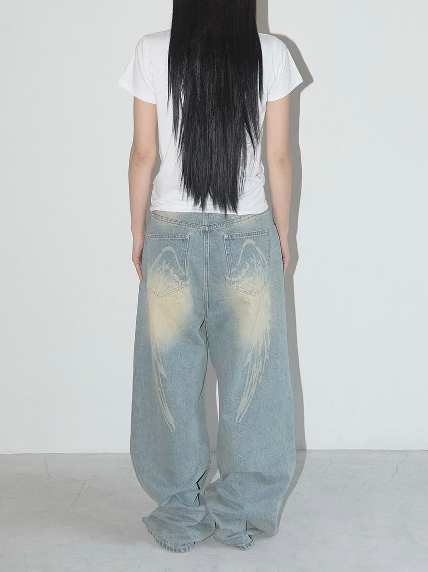 【IVE レイ着用】Angel vintage washing pintuck pants / blue