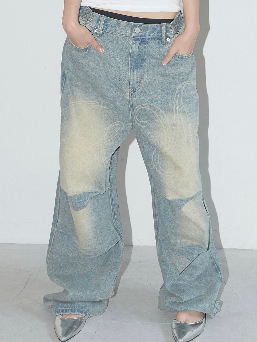 【IVE レイ着用】Angel vintage washing pintuck pants / blue