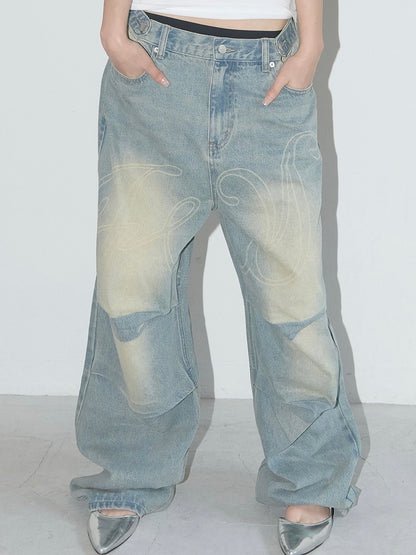 【IVE レイ着用】Angel vintage washing pintuck pants / blue