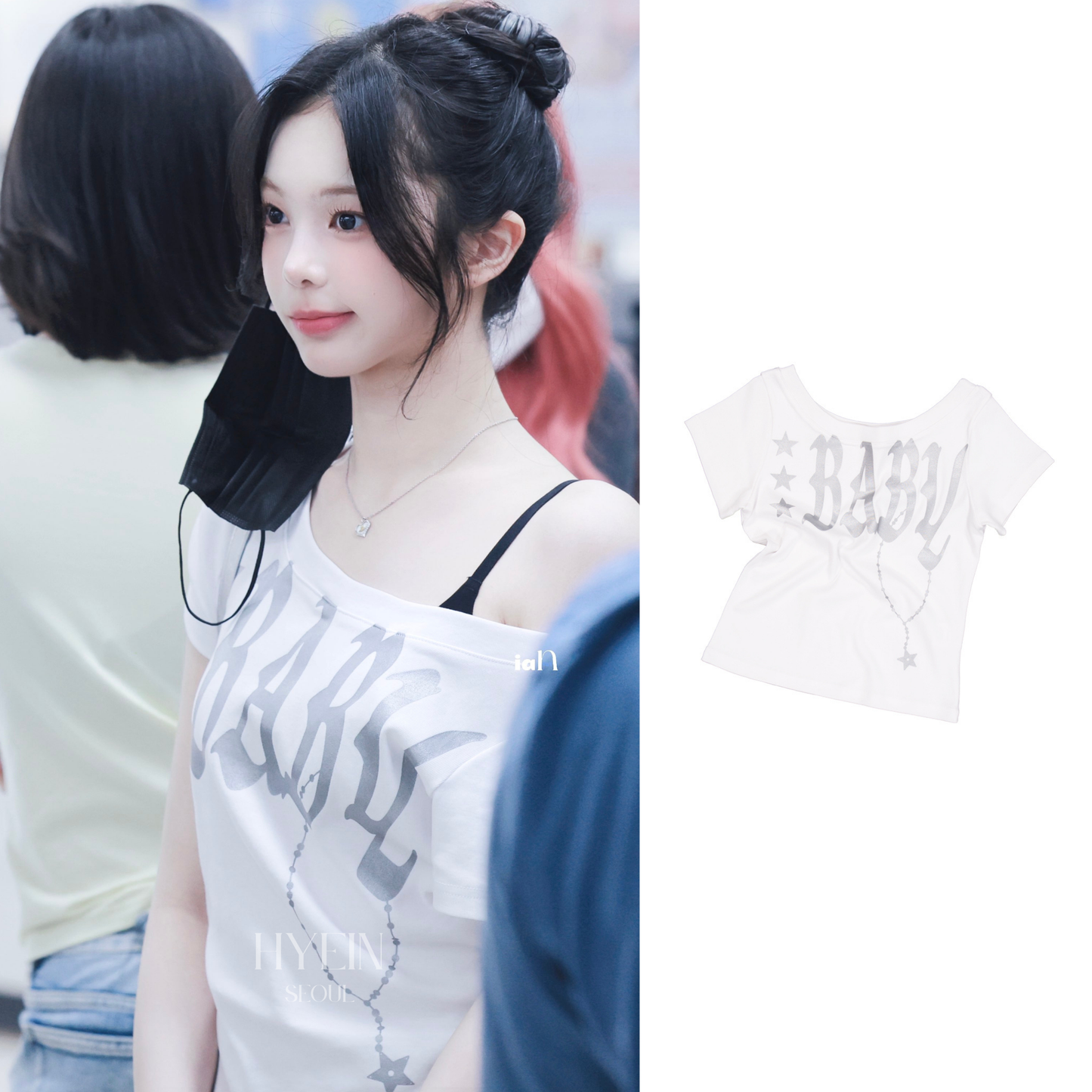 Baby wide neck top / white【Hearts2Hearts(H2H) ian】