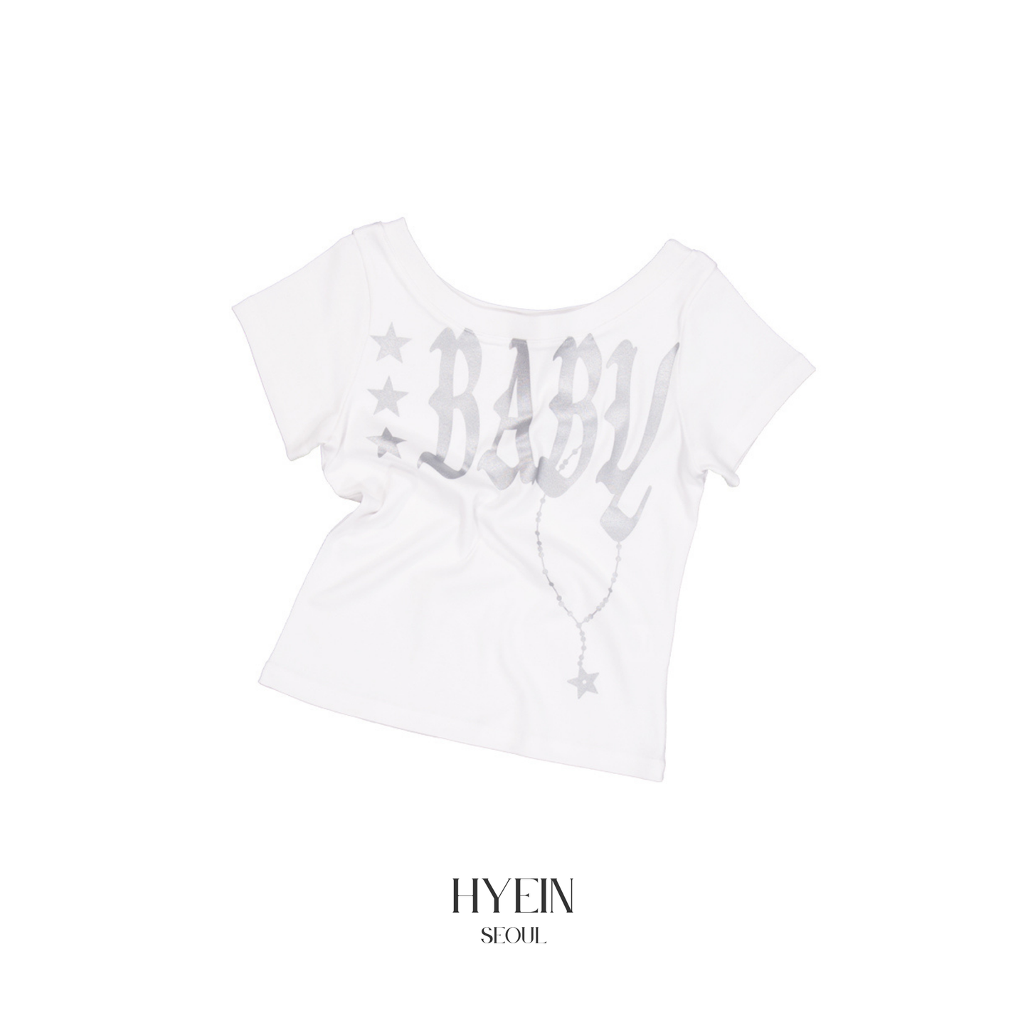 Baby wide neck top / white【Hearts2Hearts(H2H) ian】