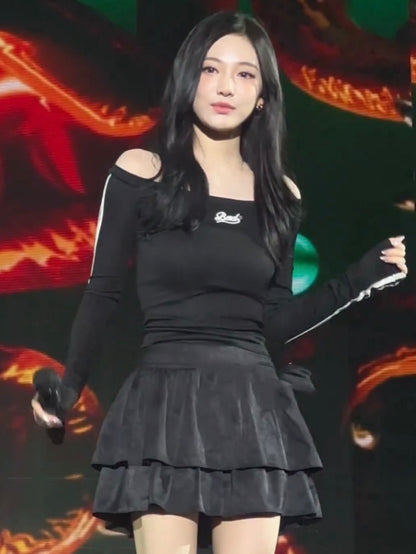 【aespa ニンニン着用】Barbara off shoulder top / black