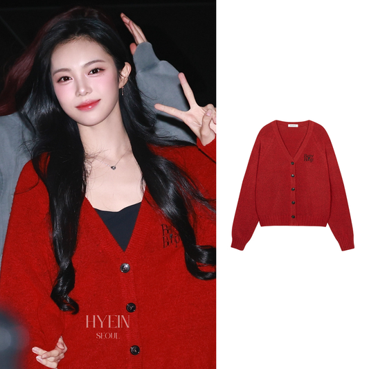 Betty boop overfit v neck knit cardigan【Hearts2Hearts イアン着用】