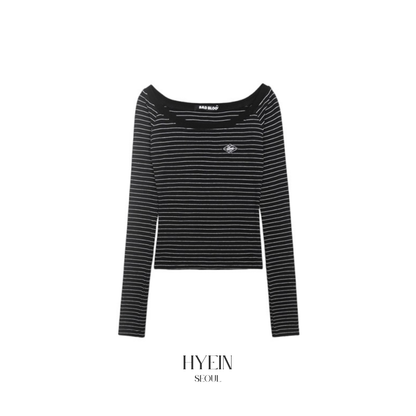 Beyond soft off-shoulder top / stripe black